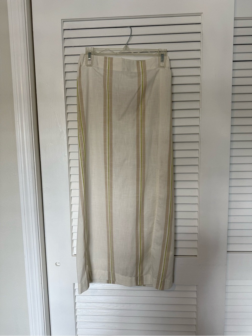 Target Cream Maxi Skirt with Pale Green and Tan Stripes